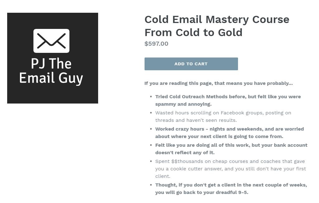 Cold Email Mastery Course From Cold to Gold – PJ The Email Guy cold email mastery course from cold to gold.jpg